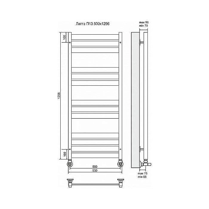 Полотенцесушитель водяной Terminus Латте П13 500x1256 купить в интернет-магазине сантехники Sanbest