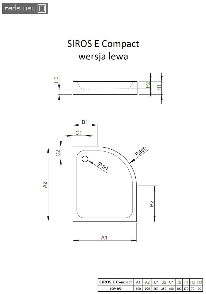 Душевой поддон Radaway Siros E Compact 90x80 купить в интернет-магазине Sanbest