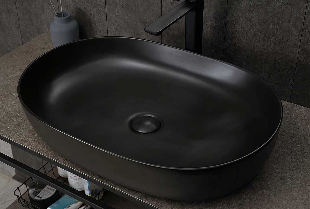 Раковина накладная Gid Lago 61 Bm1348 53355 черная матовая купить в интернет-магазине Sanbest