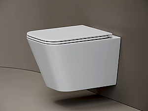 Унитаз подвесной Ceramica Nova Pietro CN4015T белый, безободковый, с крышкой микролифт, слив торнадо купить в интернет-магазине Sanbest