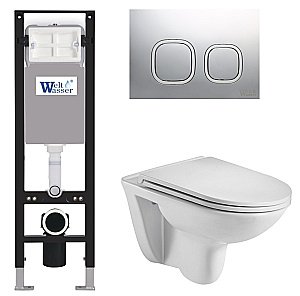 Унитаз с инсталляцией WeltWasser AMBERG 350 + BAARBACH 004 GL-WT + AMBERG RD-MT CR белый/кнопка матовый хром купить в интернет-магазине Sanbest