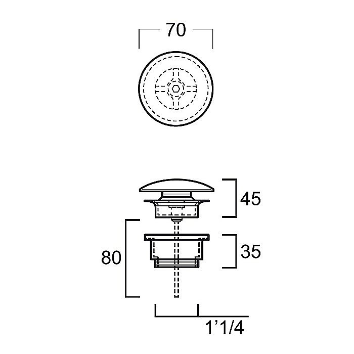 Донный клапан Simas PLCE antracite matt серый матовый купить в интернет-магазине сантехники Sanbest