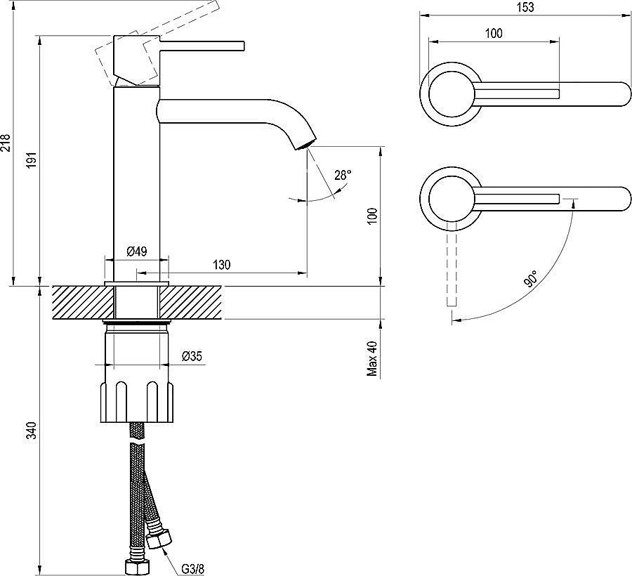 Смеситель для раковины Ravak Espirit X070394 хром купить в интернет-магазине сантехники Sanbest