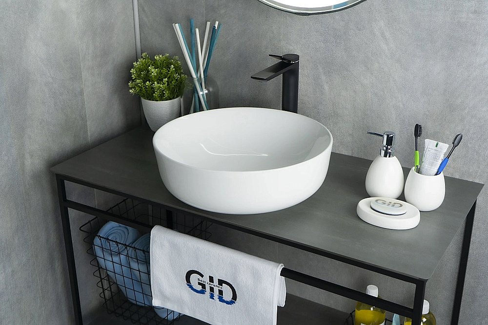 Раковина накладная Gid Esfera 41,5 D1315 51182 белая купить в интернет-магазине Sanbest