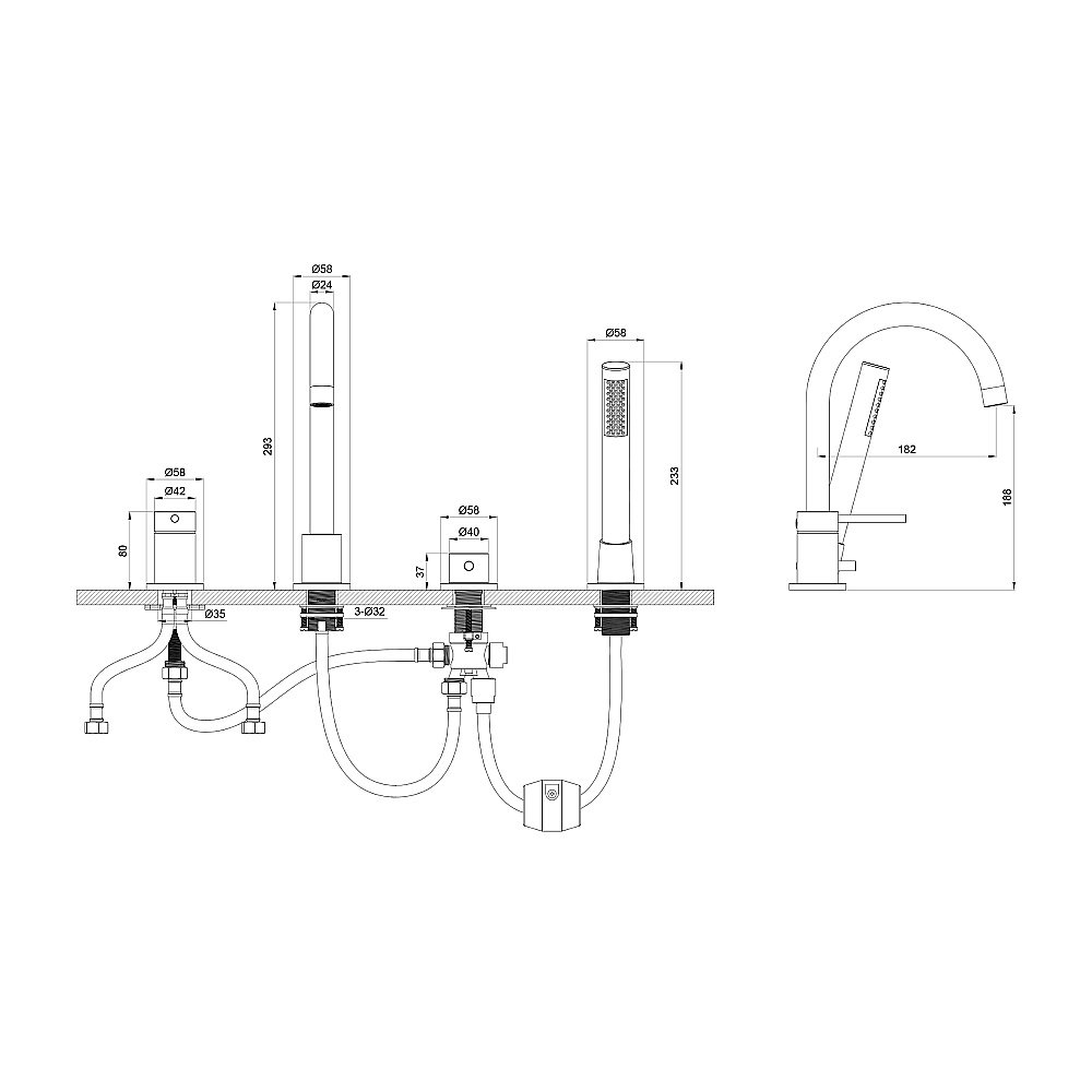 Смеитель для ванны Oliveeka Y OL-669017-MB черный матовый купить в интернет-магазине сантехники Sanbest