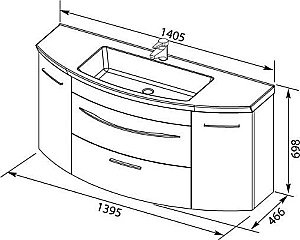 Тумба с раковиной De Aqua Лонг 186446 140 для ванной в интернет-магазине Sanbest