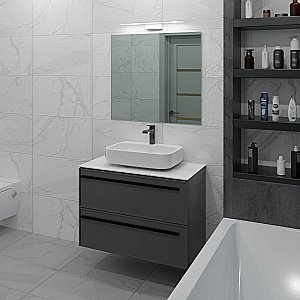 Тумба с раковиной LA FENICE Elba Grigio TWIN 90 серая/столешница белая для ванной в интернет-магазине Sanbest