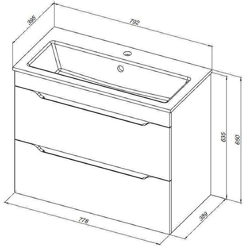 Тумба с раковиной Aquanet Практика 80 330460 маренго для ванной в интернет-магазине Sanbest