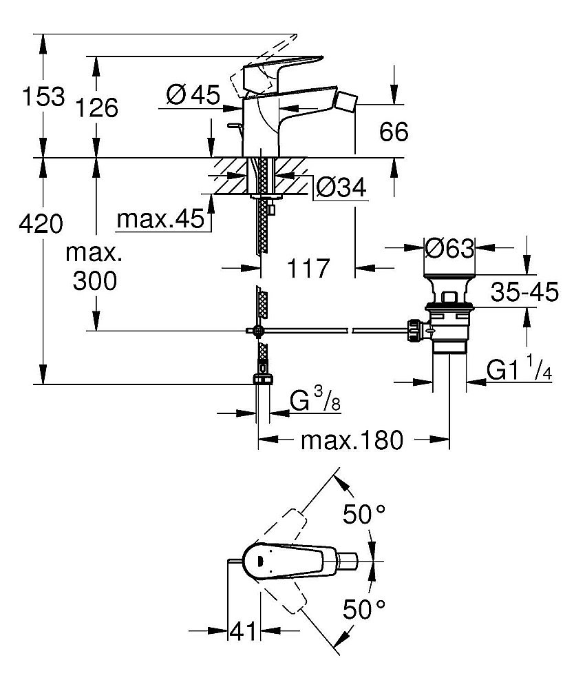 Смеситель для биде Grohe BauEdge 2020 23331001 купить в интернет-магазине сантехники Sanbest