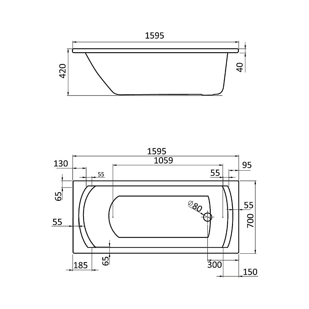 Ванна акриловая Santek Монако 160x70 1.WH11.1.977 белая купить в интернет-магазине Sanbest