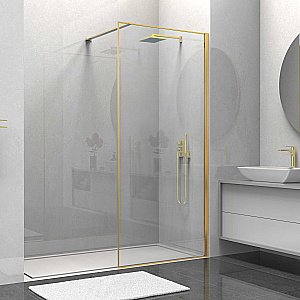 Душевое ограждение Vincea Walk-In VSW-1HS900CLG 90 стекло прозрачное/профиль брашированное золото купить в интернет-магазине Sanbest