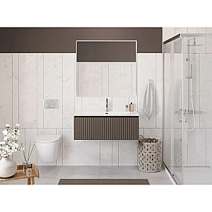 Тумба для раковины Belbagno UNO 100 UNO-1000-1C-SO-СO+BB-8099-100 бежевая матовая для ванной в интернет-магазине Sanbest