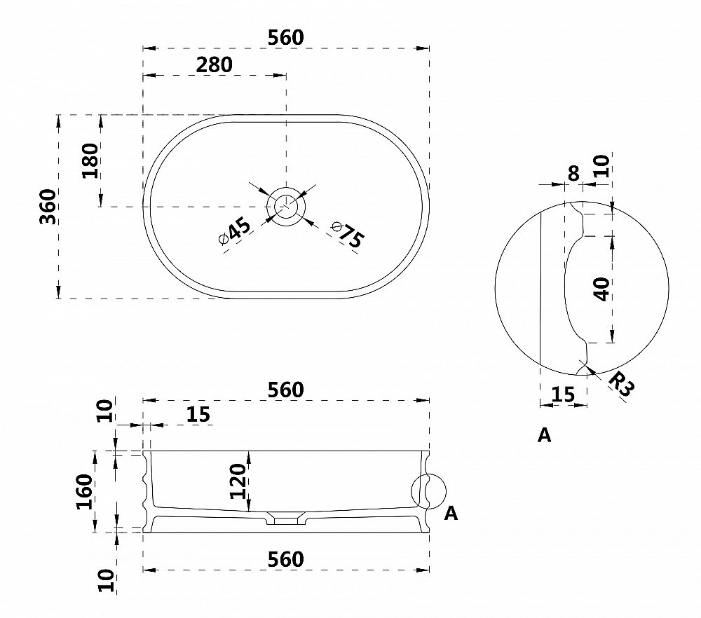 Раковина Abber Stein AS2650 белая матовая купить в интернет-магазине Sanbest