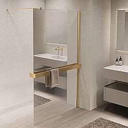 Душевая перегородка Vincea Walk-In VSW-1HR100MRG 100x200 профиль матовый золотой/стекло зеркальное купить в интернет-магазине Sanbest