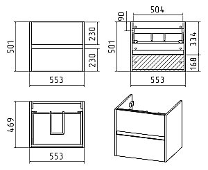 Тумба с раковиной Misty Алиса - 58 Э-Али01058-011П2Я белая для ванной в интернет-магазине Sanbest