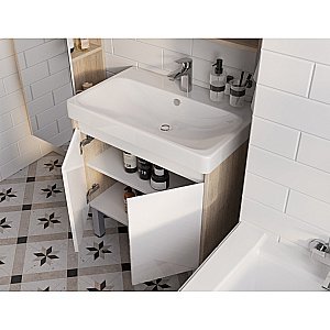 Тумба с раковиной Акватон Сканди Doors 70 белая/дуб верона для ванной в интернет-магазине Sanbest