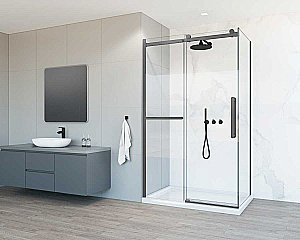 Душевой уголок Vincea Como Soft VSR-1CS9012CLGM 120x90 стекло прозрачное/профиль вороненая сталь купить в интернет-магазине Sanbest