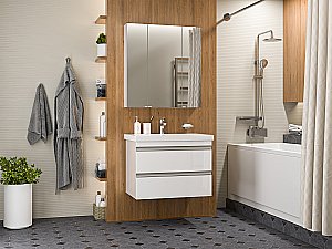 Тумба с раковиной Misty Ингрид - 75 П-Инг-01075-011П2Я белая для ванной в интернет-магазине Sanbest