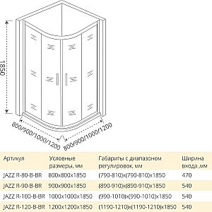 Душевой уголок Good door JAZZ R 90x90 тонированный бронза купить в интернет-магазине Sanbest