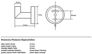 Крючок Bemeta Dark 104206020 купить в интернет-магазине сантехники Sanbest