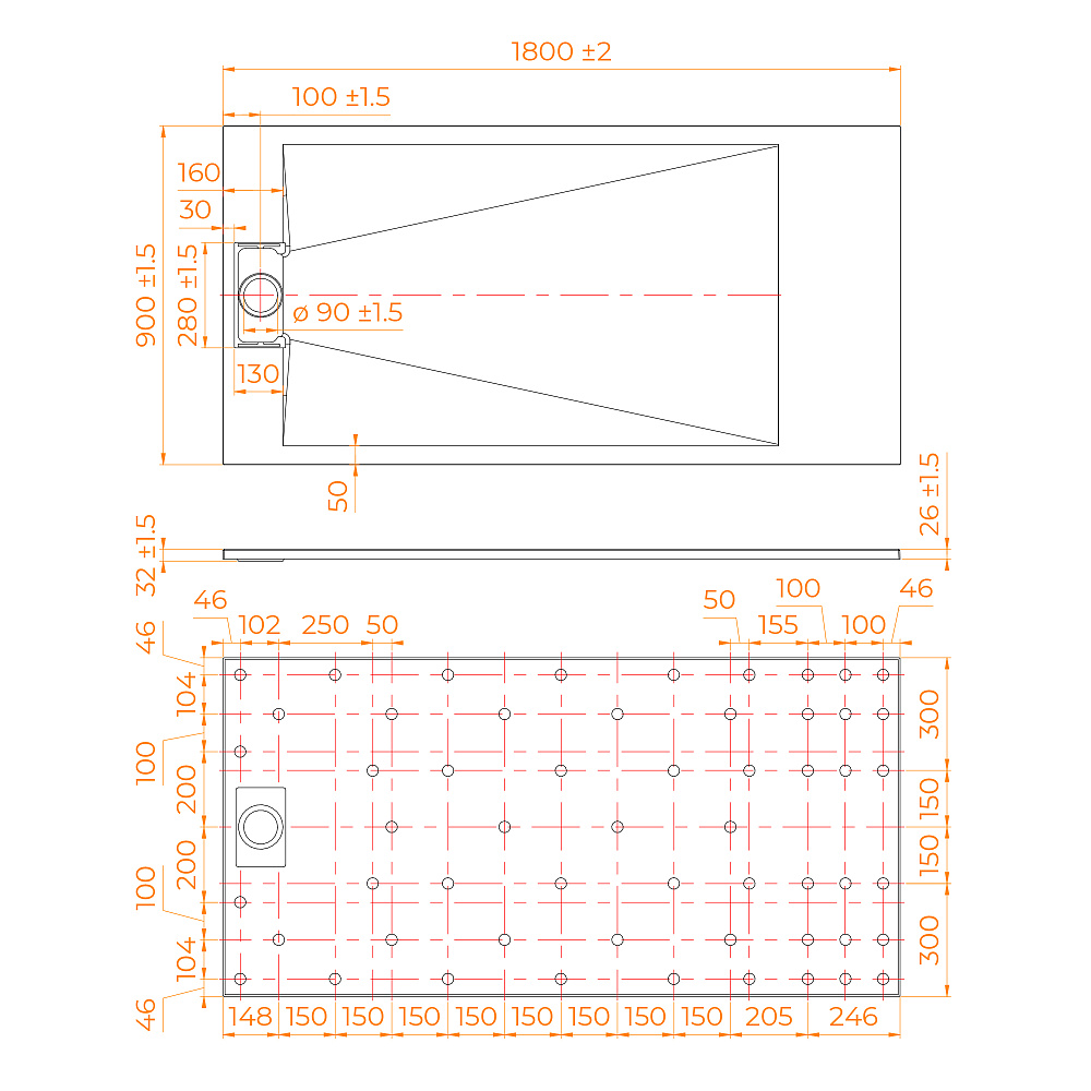 Душевой поддон прямоугольный RGW TUS-W 90x180 купить в интернет-магазине Sanbest