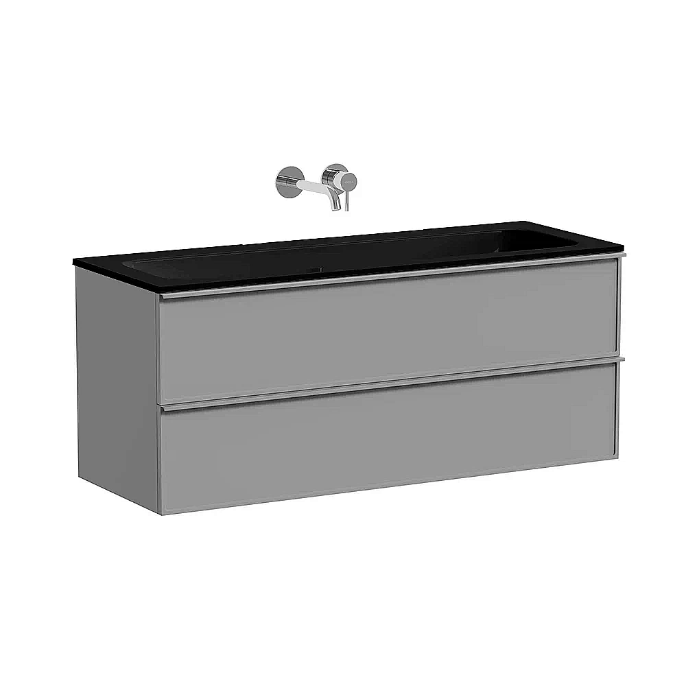 Тумба с раковиной Sancos Velta 120 VL120WG+CN7016MBwx теплый серый матовая/раковина черная матовая, без отверстий для ванной в интернет-магазине Sanbest