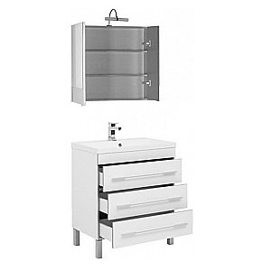 Тумба с раковиной Aquanet Верона 75/Aquanet Нота-75 напольная с 3 ящиками белая глянцевая для ванной в интернет-магазине Sanbest