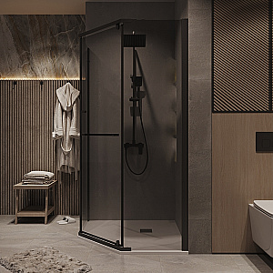 Душевой уголок Grossman Pragma 100х100 302.K33.03.1010.21.10 стекло тонированное/профиль черный матовый купить в интернет-магазине Sanbest