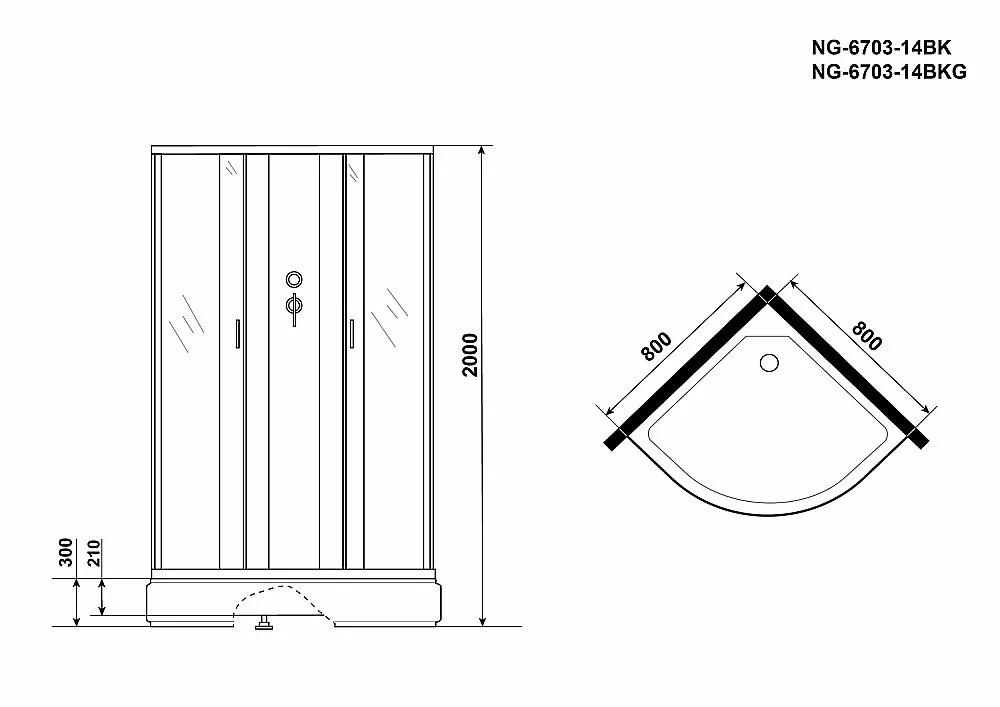 Душевая кабина Niagara Classic NG-6703-14BK 80x80 купить в интернет-магазине Sanbest