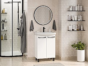 Тумба с раковиной Misty Клермонт - 60 Э-Кле01060-012 белая для ванной в интернет-магазине Sanbest