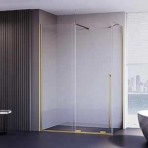 Душевой уголок Veconi Premium Trento PTC50-SP-150100-G-01-C4 150х100 стекло прозрачное/профиль брашированное золото купить в интернет-магазине Sanbest