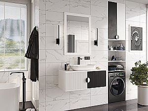 Тумба с раковиной Misty RICHARD 06105-24-01 105 белая/черная для ванной в интернет-магазине Sanbest