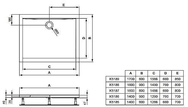 Душевой поддон Ideal Standard Ultra Flat K518501 140x80 купить в интернет-магазине Sanbest