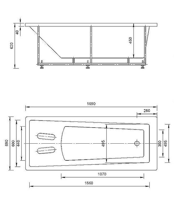Ванна Aquatek Либра 170x70 LIB170-0000006 белая купить в интернет-магазине Sanbest