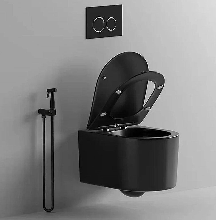 Унитаз подвесной CeruttiSpa TANARO Aria MB CT9238 безободковый, с крышкой микролифт, черный матовый купить в интернет-магазине Sanbest