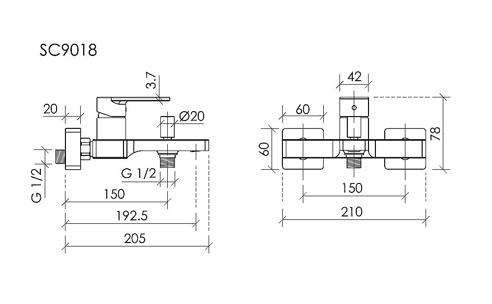 Смеситель для ванны и душа Sancos Studio SC9018BN брашированный никель купить в интернет-магазине сантехники Sanbest