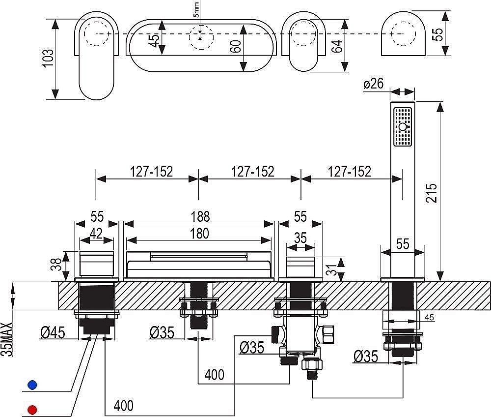 Смеситель врезной каскадный для ванны Ravak Chrome CR 025.00 купить в интернет-магазине сантехники Sanbest