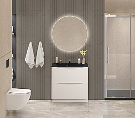 Тумба с раковиной BelBagno 70 MARINO-700-2C-PIA-BL-P+BB700/450-LV-ART-AST-NERO Bianco Lucido для ванной в интернет-магазине Sanbest
