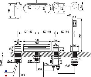 Смеситель врезной каскадный для ванны Ravak Chrome CR 025.00 купить в интернет-магазине сантехники Sanbest