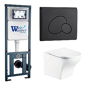 Унитаз с инсталляцией WeltWasser MARBERG 410 + ODENBACH 004 GL-WT + MAR 410 RD MT-BL купить в интернет-магазине Sanbest