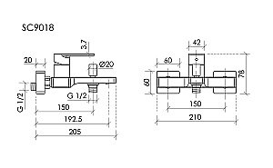 Смеситель для ванны и душа Sancos Studio SC9018BN брашированный никель купить в интернет-магазине сантехники Sanbest