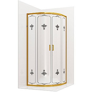 Душевой уголок Ambassador Royal 18015305 100х100 стекло белое с декором/профиль золото купить в интернет-магазине Sanbest