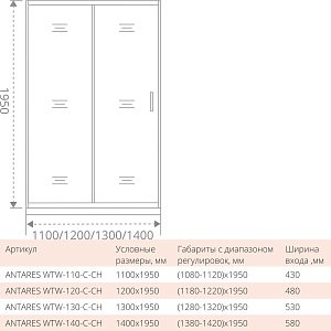 Душевой уголок Good Door Antares WTW+SP 120х100 стекло прозрачное/профиль хром купить в интернет-магазине Sanbest