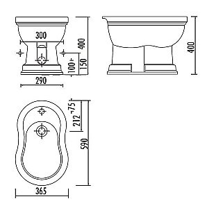 Биде напольное Creavit Klasik KL500.000I0 Декор DIAG./GRI купить в интернет-магазине Sanbest