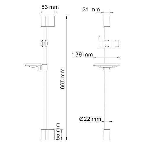 Душевая штанга WasserKRAFT A063 66.5 см купить в интернет-магазине сантехники Sanbest