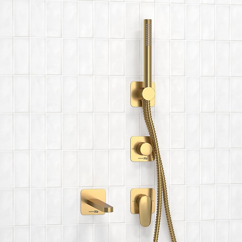 Смеситель для ванны WasserKRAFT Havel SET2855 золото матовое купить в интернет-магазине сантехники Sanbest