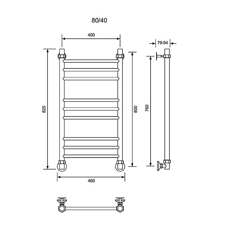 Полотенцесушитель водяной Veconi Voga V8040GR графит купить в интернет-магазине сантехники Sanbest
