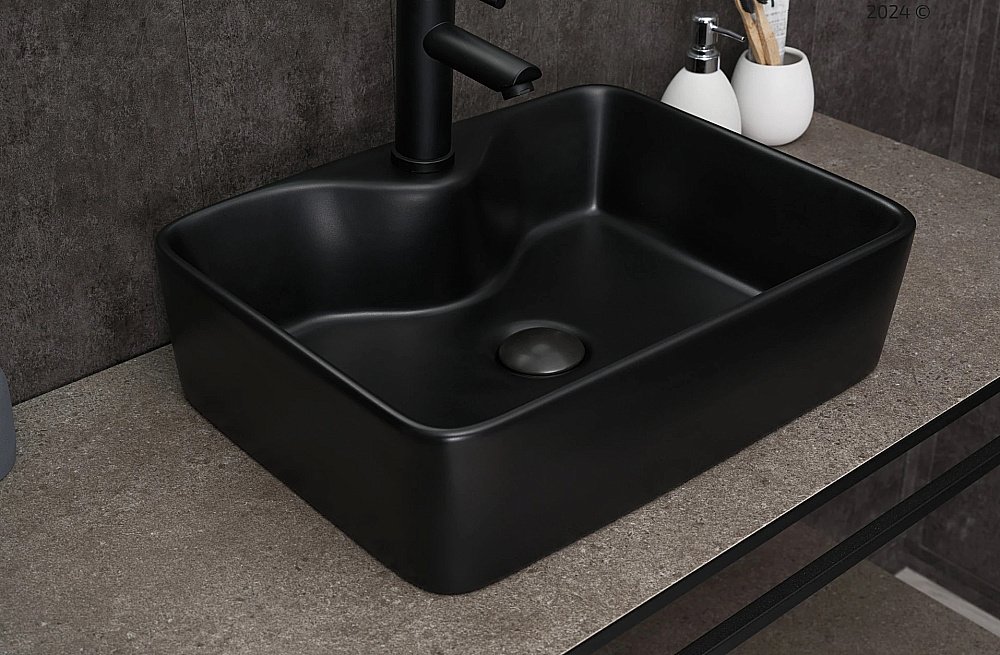 Раковина накладная Gid Geometrico 48 Bm9091 53373 черная матовая купить в интернет-магазине Sanbest