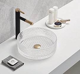 Раковина накладная CeramaLux NC 36 GL01 прозрачная купить в интернет-магазине Sanbest