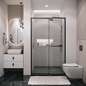 Душевая дверь Grossman Style 100 100.K33.05.100.21.02 стекло шиншилла/профиль черный матовый купить в интернет-магазине Sanbest